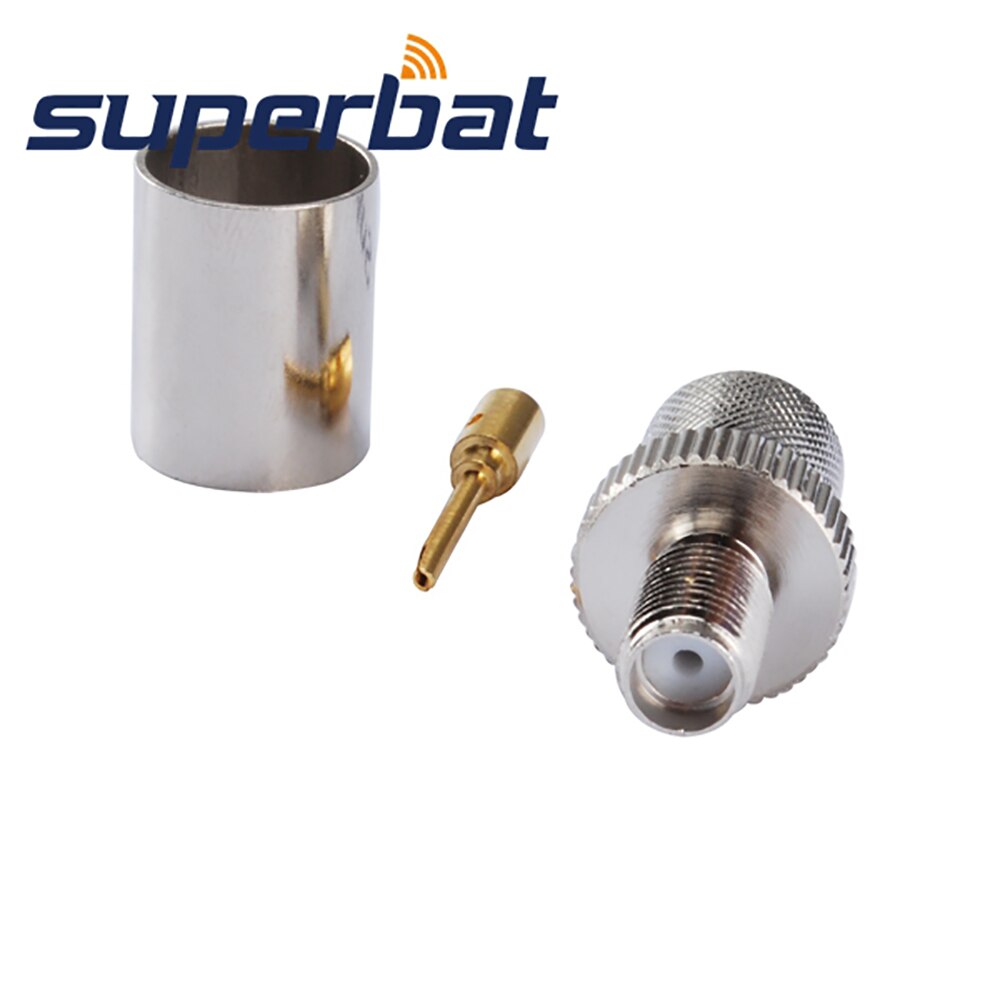 Superbat 10pcs SMA Crimp Female Straight RF Coaxial Connector for Cable RG214 RG213 RG8 LMR400