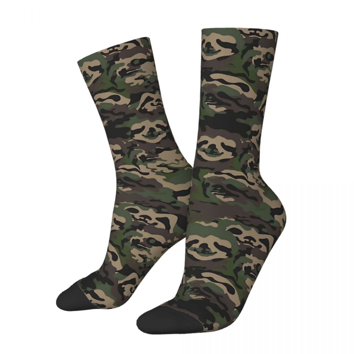 Happy Vintage Sloth Camouflage Crazy Men's Socks Unisex Camouflage Harajuku Pattern Printed Novelty Crew Sock Boys Gift