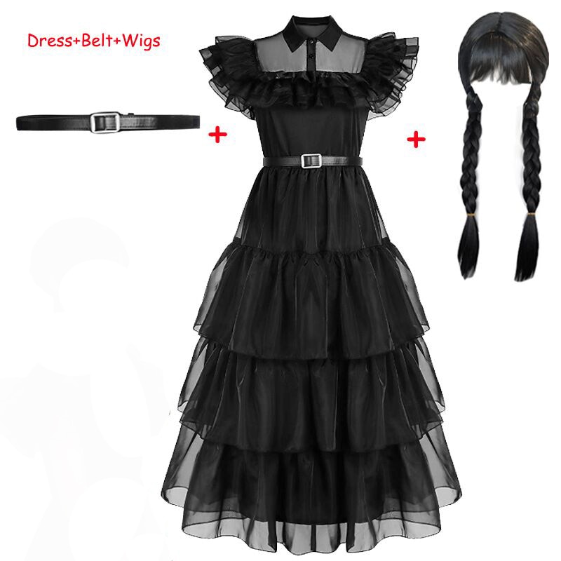 Wednesday Addams Cosplay For Girl Costume 2023 New Vestidos For Kids Party Dresses Carnival Easter Halloween Costumes 5-14 Years