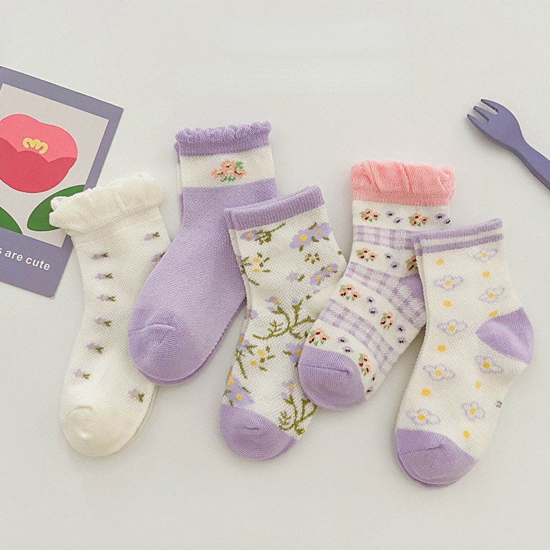 5 Pairs Autumn Cute Cartoon Baby Socks Children Boys and Girls Baby Socks Pattern for Children Baby Clothing 0-8 Years