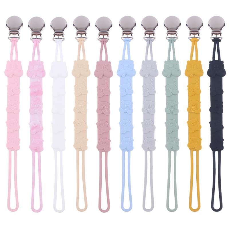 Silicone Baby Pacifier Chain Holder Cartoon Animal Pattern Silicone Teething Pacifier Clips For Baby Nipples Chew Toys Girl Boy