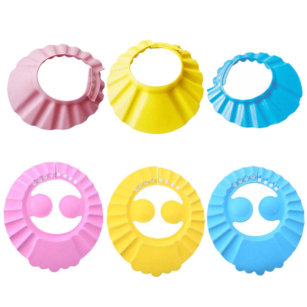 Adjustable Toddlers Hair Washing Hat Water-proof Splashguard Bathing Guard Protection Cap Shower Room Pink Without Ear