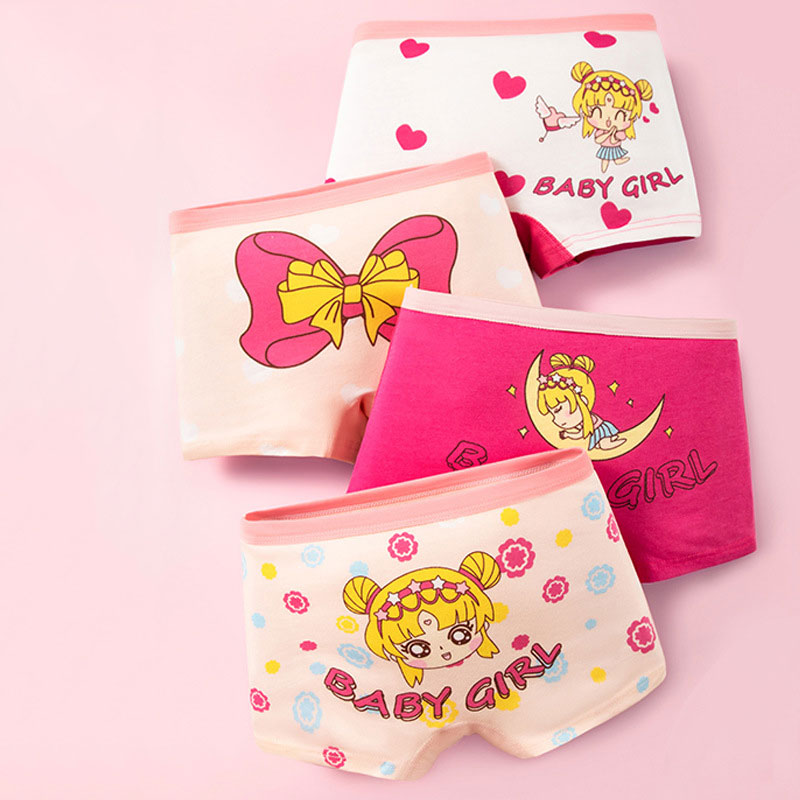 Girls Panties 4pcs/lot Briefs for Kids Cartoon Teenage Underwear for Girls Cotton Children Shorts Young Girl Thong 1-14years