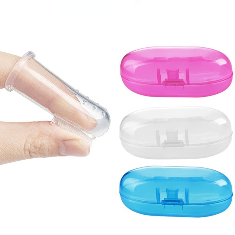 1box Silicone Finger Toothbrush for Baby Infant Dental Cleaning Brush Baby Care Deciduous Teeth Toothbrush