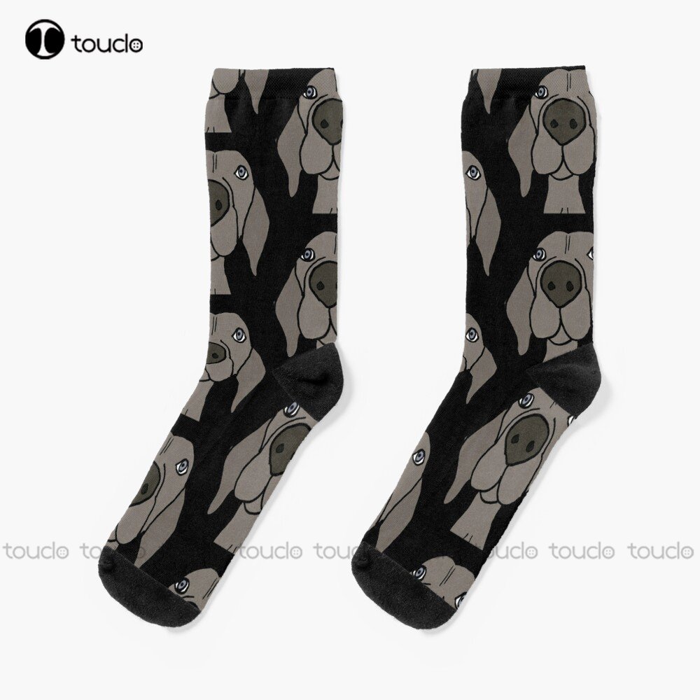 Funny Weimaraner Dog Face Cartoon Dog Dogs Puppy Puppies Socks Funny Socks For Women Custom Gift Streetwear Funny Sock Art