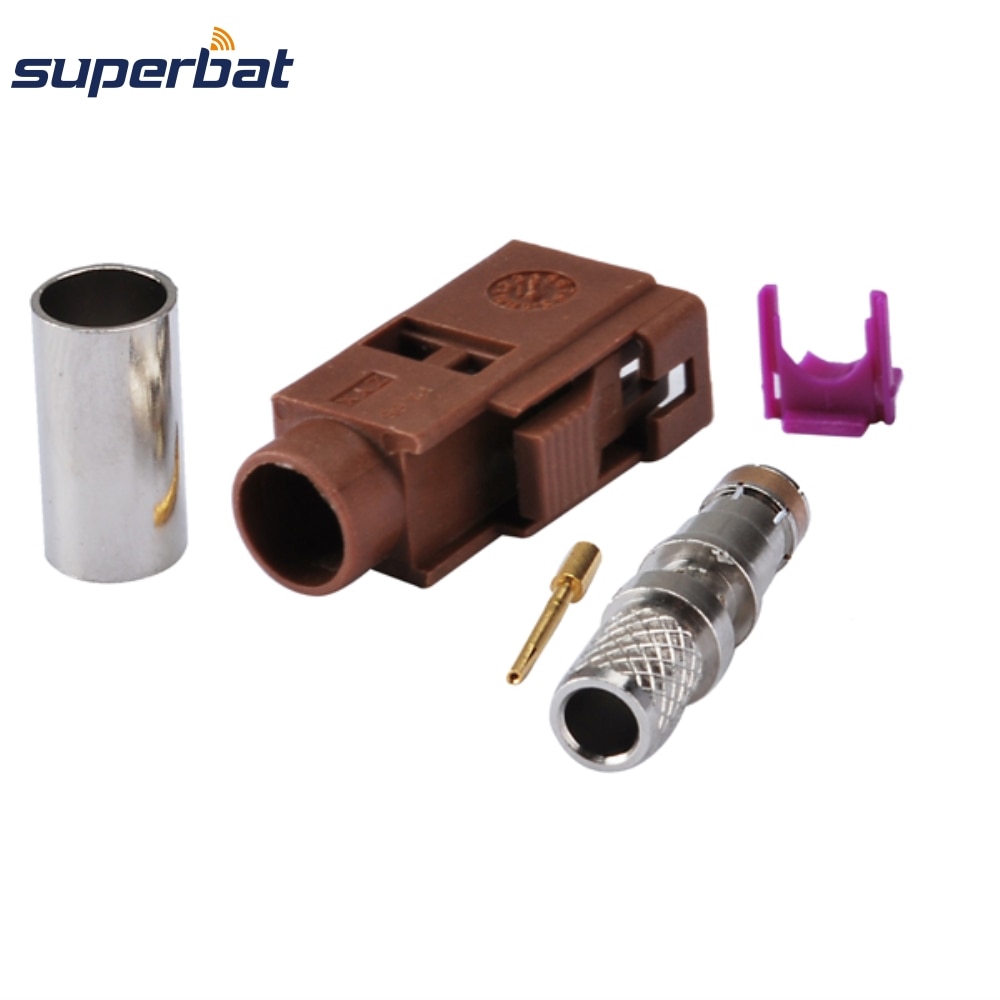 Superbat 10pcs Fakra Crimp Female Brown TV2 RF Connector for Cable LMR195,RG58