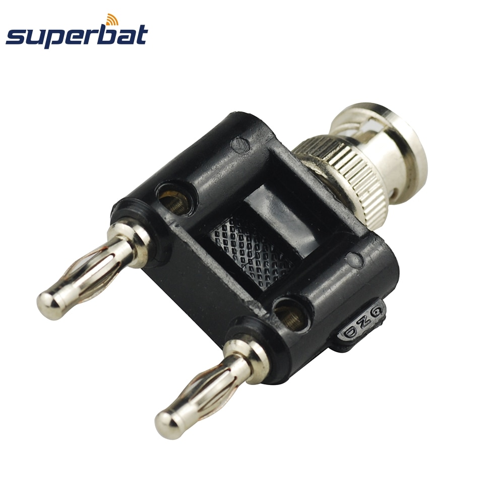 Superbat 5pcs BNC Male to Dual Banana Plug Stack for CCTV Speakers RF Coaxial Connector