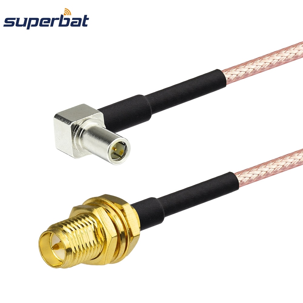 Superbat RP-SMA Bulkhead Female Straight to MS-147 Male Right Angle Pigtail Extension Cable RG316 15cm for 3G USB Wireless