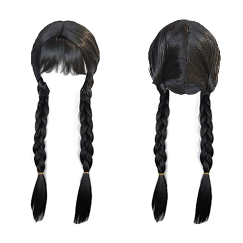 Wednesday Addams Cosplay Wig For Girl 2023 New Double Braided Wigs for Wednesday Addams Costume Carnival Props Party Accessories