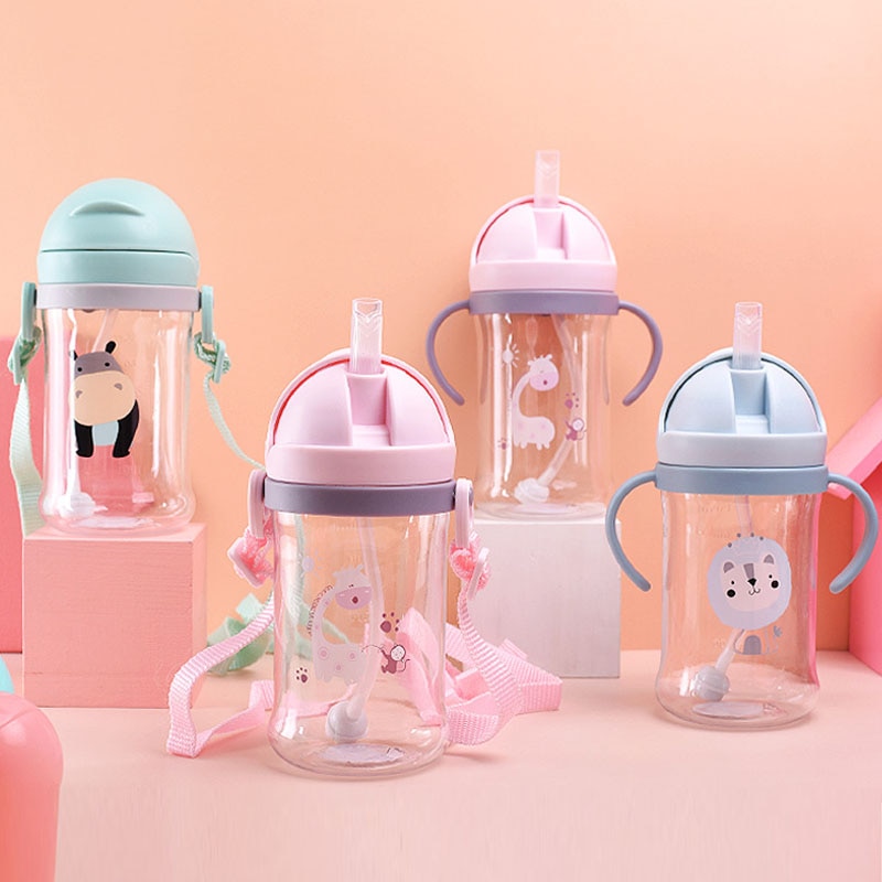 250/350ml Baby Feeding Cup with Straw Children Learn Feeding Drinking Bottle Kids Training Cup with Straw