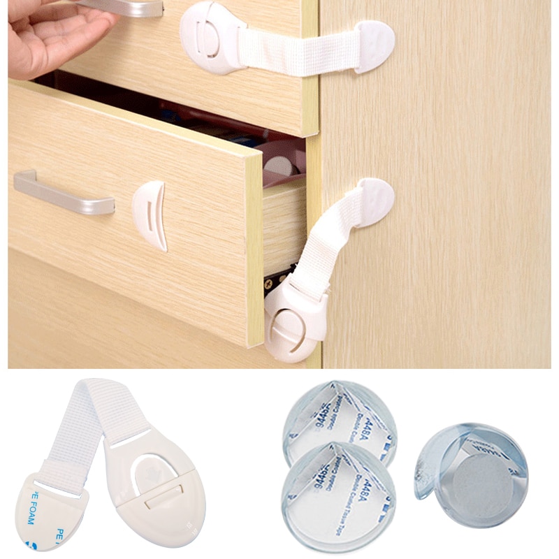 2/10pcs Baby Safety Protector Child Cabinet Locking Plastic Lock Protection of Kids Locking From Doors Drawers Corner Protector