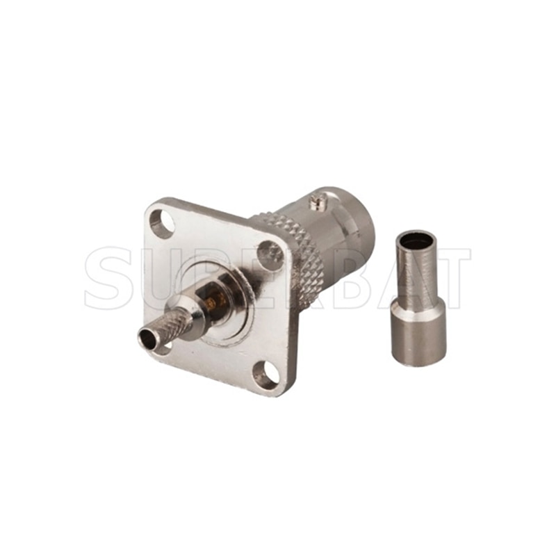 Superbat BNC Crimp Female 4 Hole Panel Mount Long Version RF Coaxial Connector for Cable RG316,RG174,LMR100,RG179