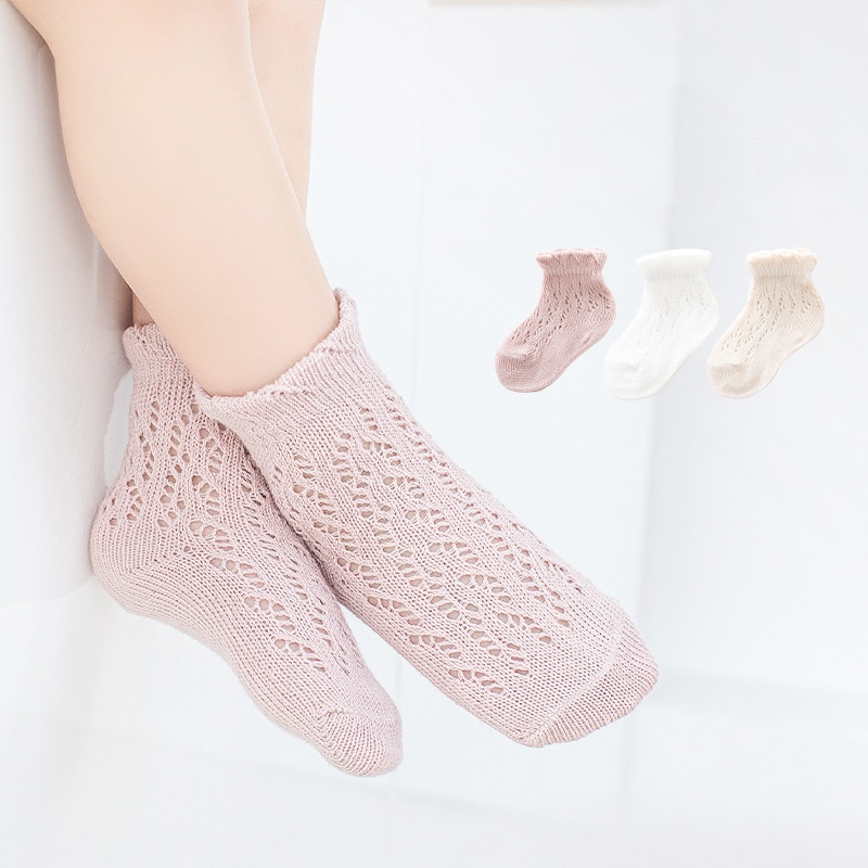 Summer Cotton Cute Spanish Lace Frilly Ruffle Slippers 2023 New Girls Princess Hollow Mesh Stitch Home Socks for Children Kids