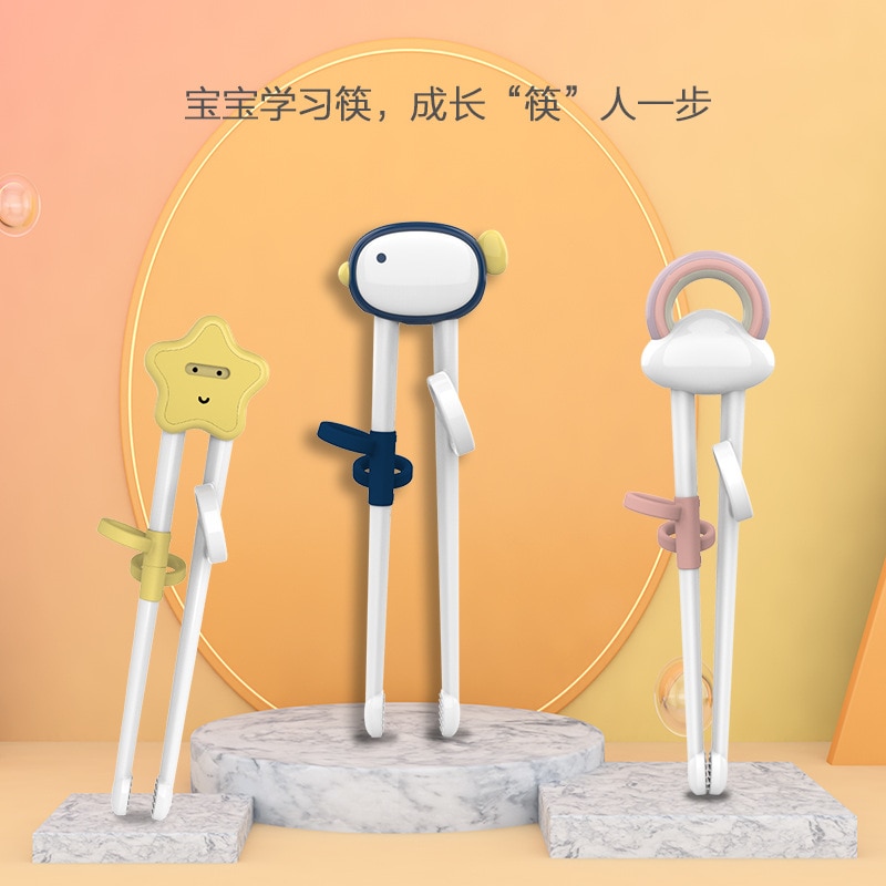 Training Chopsticks Cartoon Infants Auxiliary Baby items Baby-Led Plastic Dinnerware Boiling Chopsticks For Toddler 2023