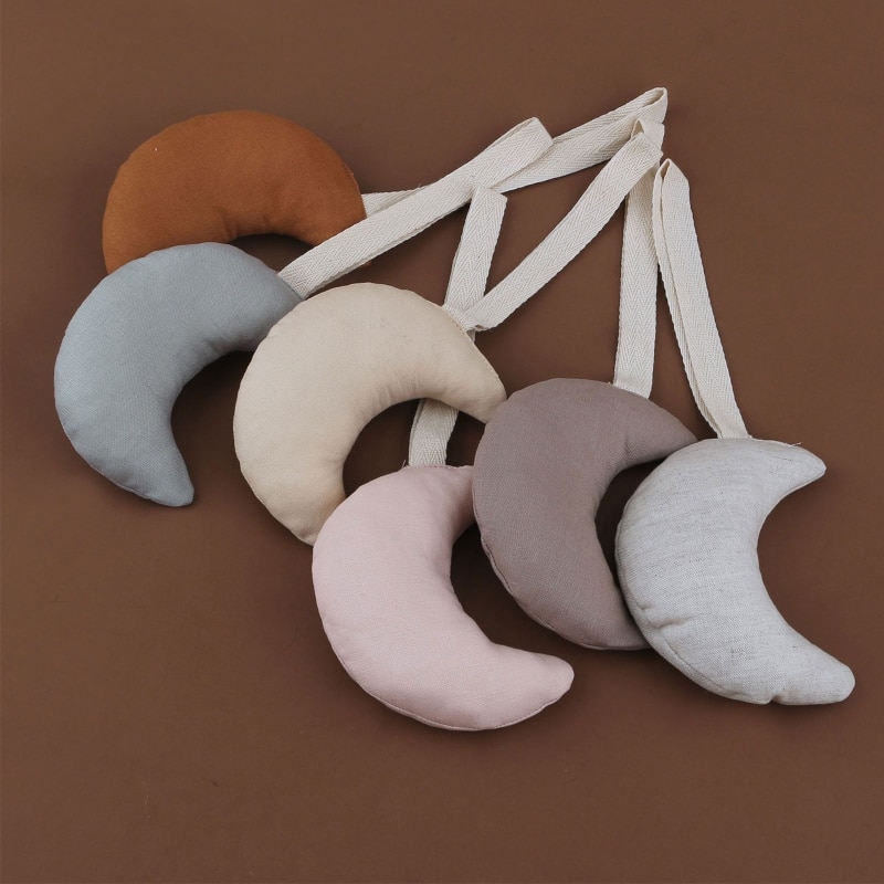 Baby Pacifier Clip Chain Pendant Soft Cotton Moon-shape Soother Holder Decor
