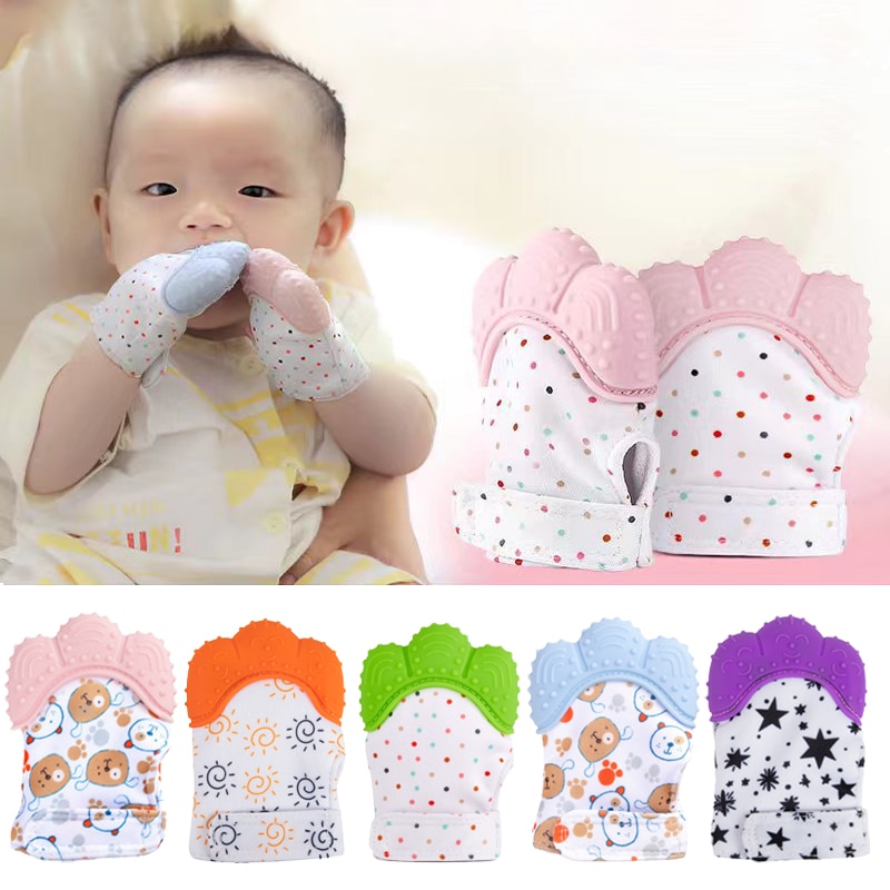 Silicone Baby Teether Pacifier Gloves Mittens Teething Chewable Newborn Nursing Teether Infant BPA Free Soft Sucking Fingers Toy