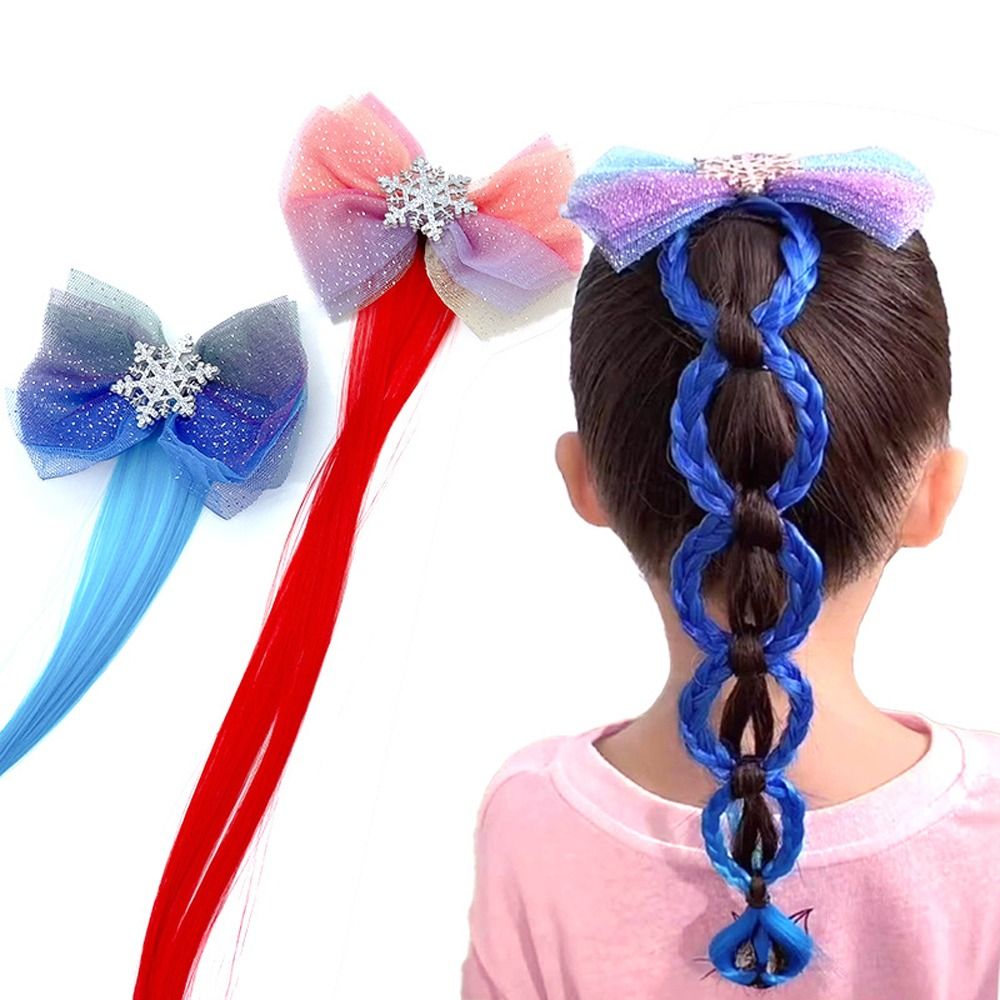 Sweet Cute Bow Hair Clip Children Girls Colorful Wig Hairpin Summer Kids Braided Hair Wigs Headdress