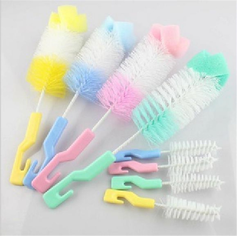 2PCS/Set Convenient and Practical Baby Milk Bottle Nipple Teapot Nozzle Spout Tube Teat Cleaning Brush