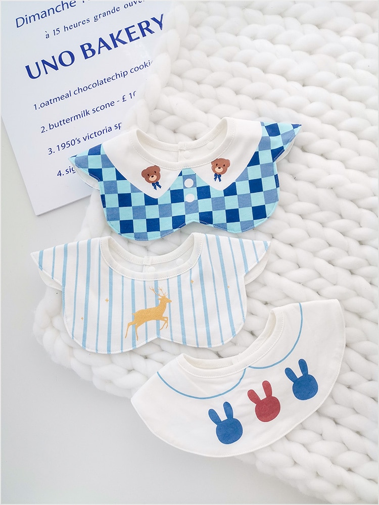 3Pcs INS Korean Style Baby Bib Round Newborn Bib Cotton Embroidery Waterproof Vomit Milk All-Match Bib Baby Stuff Envio Gratis