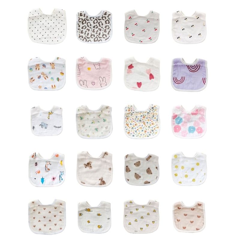 1PC Newborn Cotton Gauze Cartoon Baby Bibs Infant Boys Girls Burp Cloth Thin Scarf Children Feeding Saliva Towel Stuff For Kids