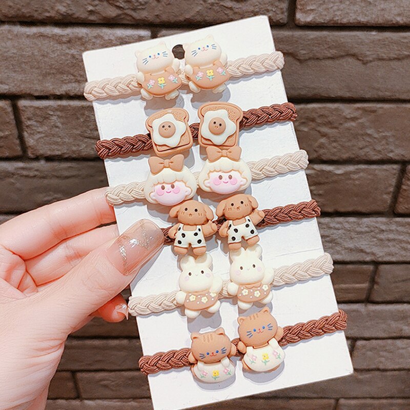 Cute Cartoon Star Rabbit Hair Tie Rope Weaving Headwear Kawaii Bows Elastic Rubber Hair Bands Headband for Girls Kid Accessories