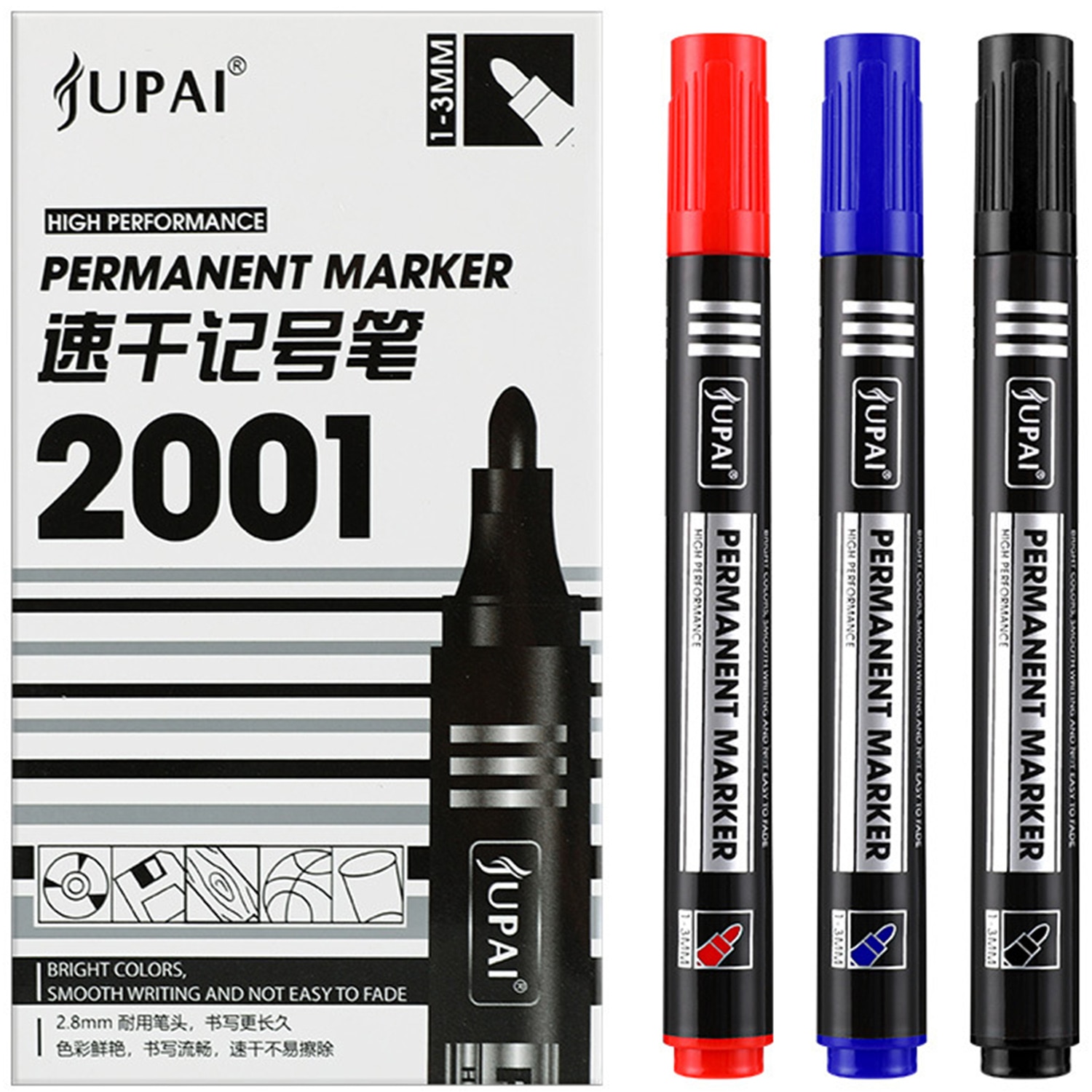 Paint Pens Oil Based Paint Markers Pack of 10 Medium Tip Waterproof Quick Dry Permanent Markers Black Blue Red Colors for Art