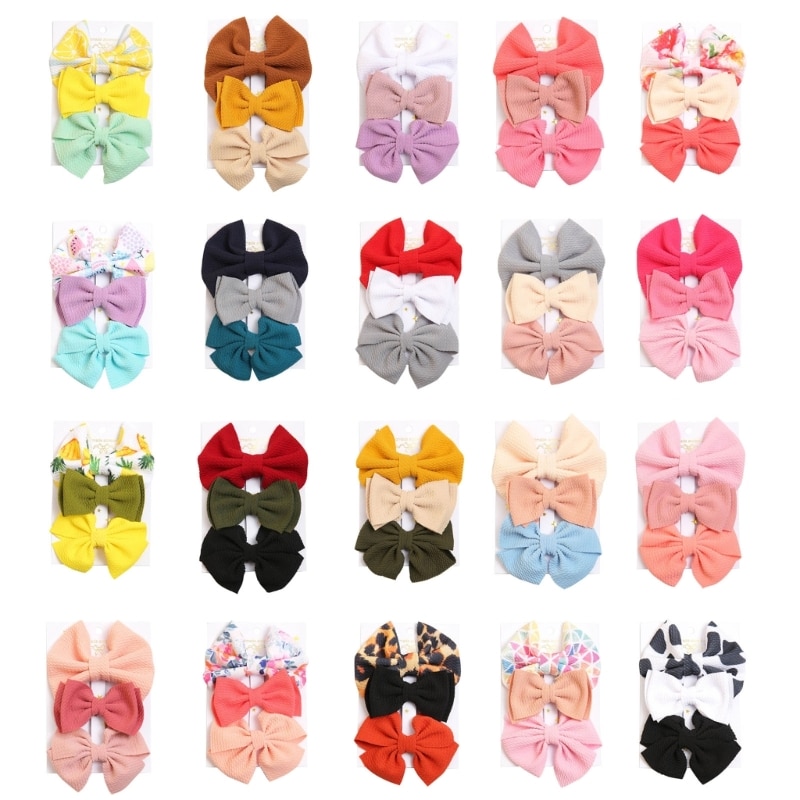 3Pcs Girls Hair Clips Fabric Hairpins Hairstyle Accessories Solid Color Bowknot Hair Barrettes for Toddler Hair Shaping QX2D