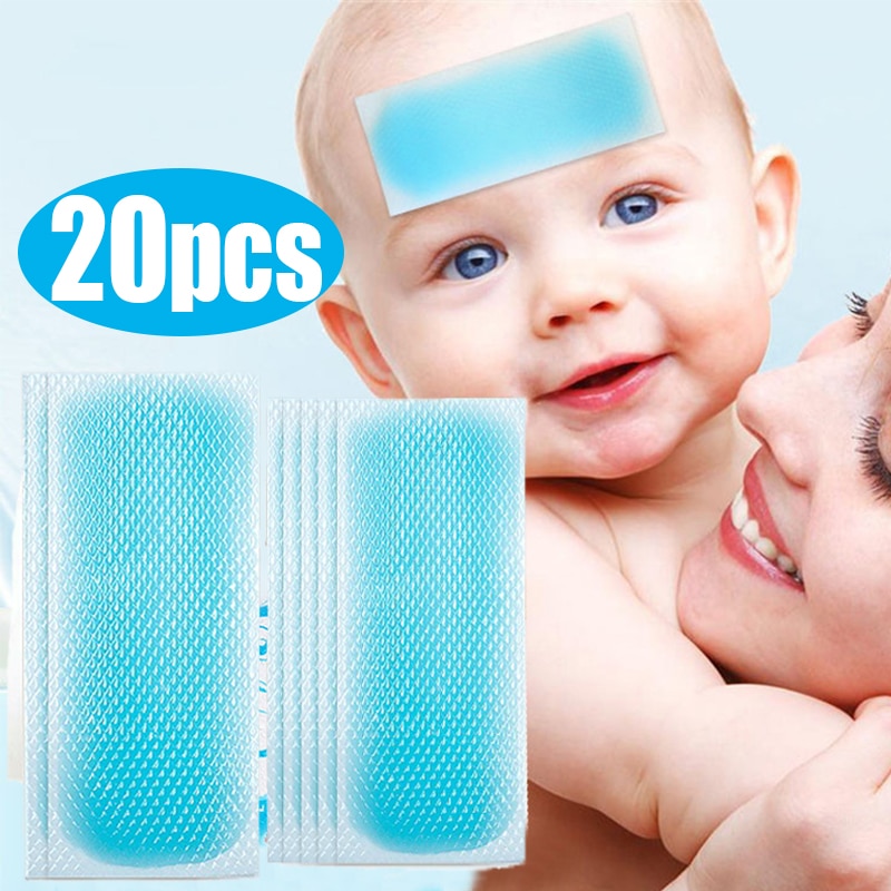 20pcs Fever Cooling Stickers for Adult Kids Elieve Headache Baby Pain Relief Fever Forehead Strips Summer Cool Down Ice Sticker