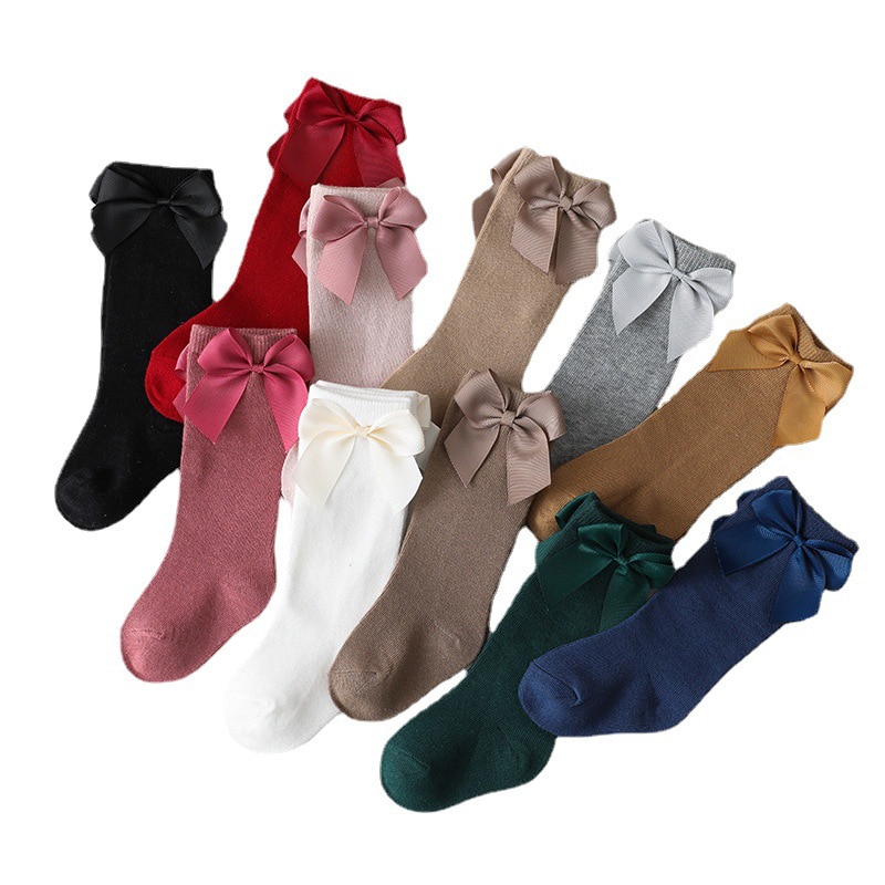 Socks Baby Anti Slip 2 Years Newborn Cute Kids Big Bow Socks Baby Girl Stockings Children Knee High Toddlers Cotton Floor Socks