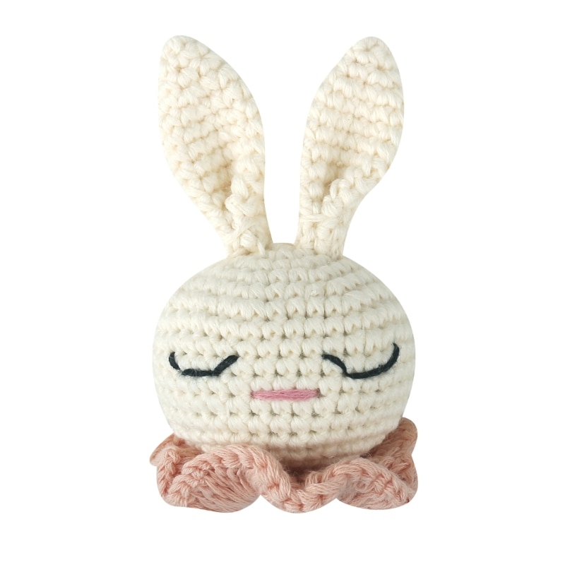 Newborn Pacifier Clip Crochet Rabbit DIY Rattle Beads Baby Teething Necklace Accessories Shower Gift Infant Chewing Toy GXMB