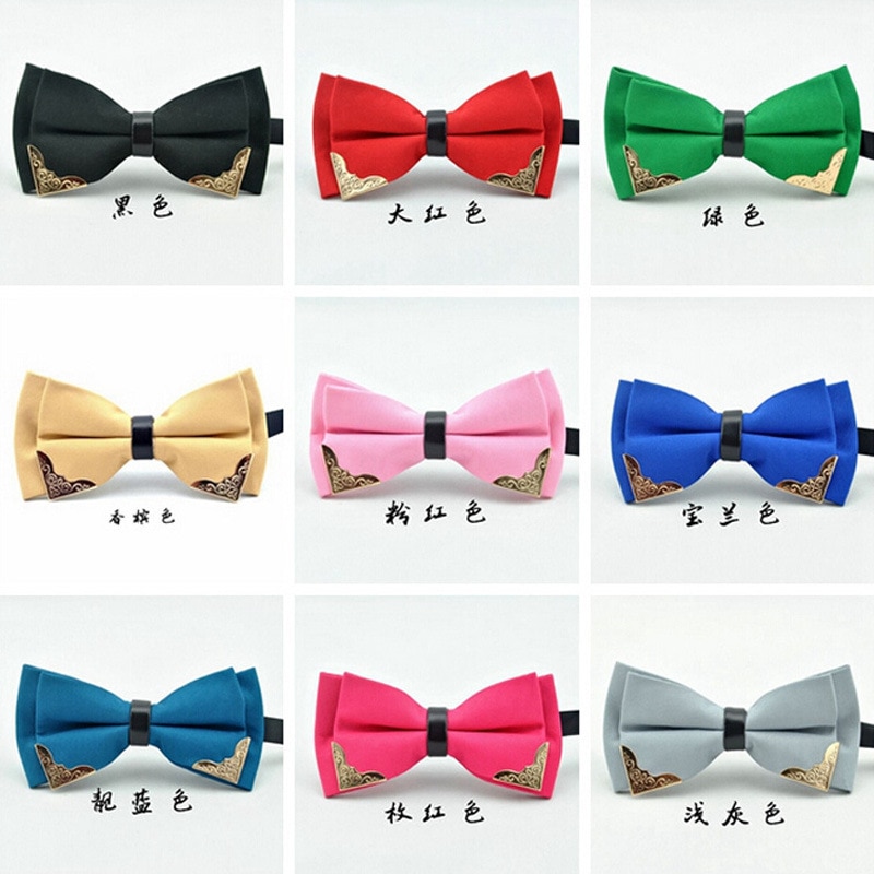 Men's formal double-layer bow groom wedding best man British Korean version of metal bow tide bow wholesale
