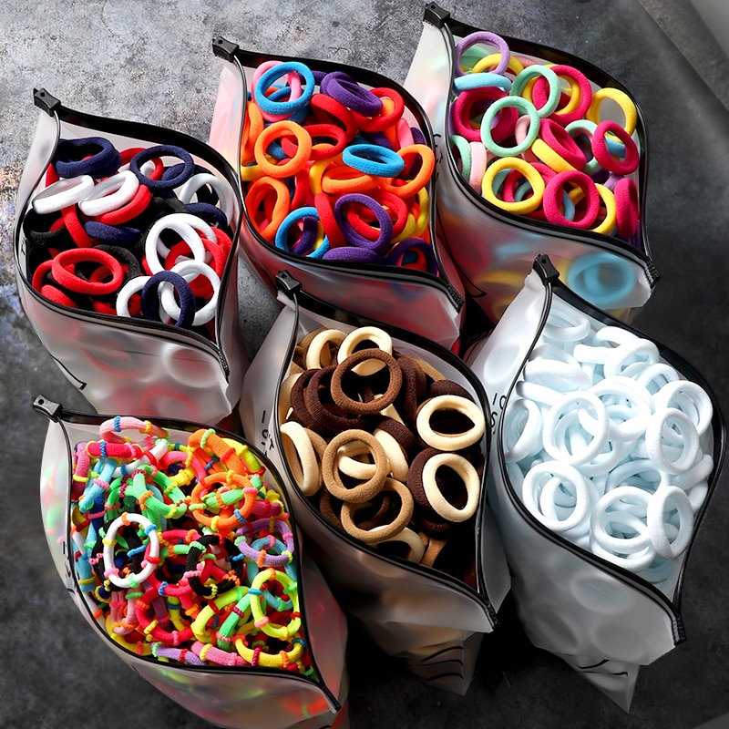 00pcs/Set Kids Elastic Hair Bands Girls Hair Accessories Colorful Nylon Headband Ponytail Holder Scrunchie