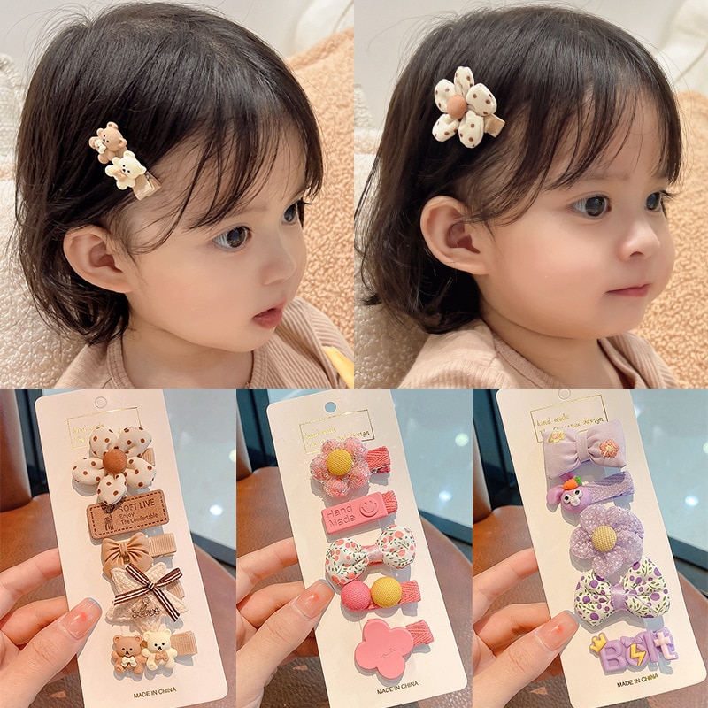 2Pcs/lot Children Hair Pin Clips Girls Bear Hairpins Heart Star Hairband for Korean 2022 New Women Cute Baby Accessories Fashion