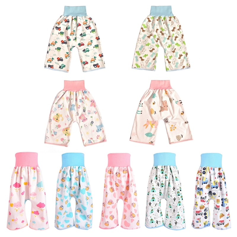 2 in 1 Comfy Child Baby Diaper Skirt Shorts Pure Cotton Waterproof Nappy Pants