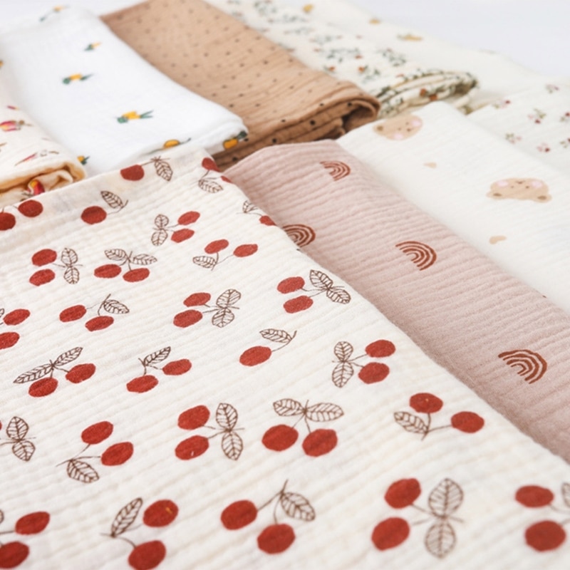 Muslin Towel Cotton Wrap Blanket Set Soft Baby Blanket Floral Print Drool Bibs Infant High Absorbent Skin-Friendly Bib