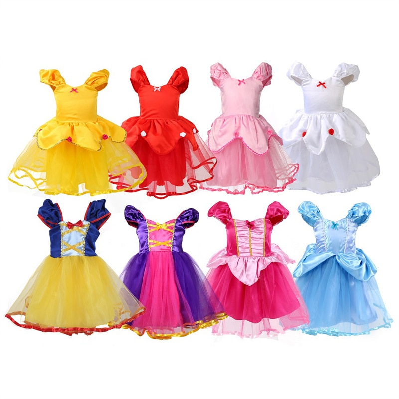 Little Girls Princess Dress 1st Birthday Party Dresses Cosplay Toddler Wedding Gown Halloween Carnival Costums Baby Girl Clothes