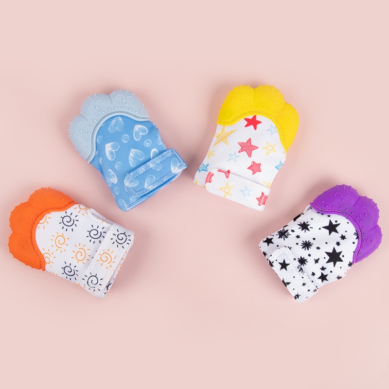 1PC Boys Girls Baby Nursing Mitten Newborn Infant Stop Sucking Thumb Toy Baby Silicone Teether Mittens Oral Care Teething Gloves
