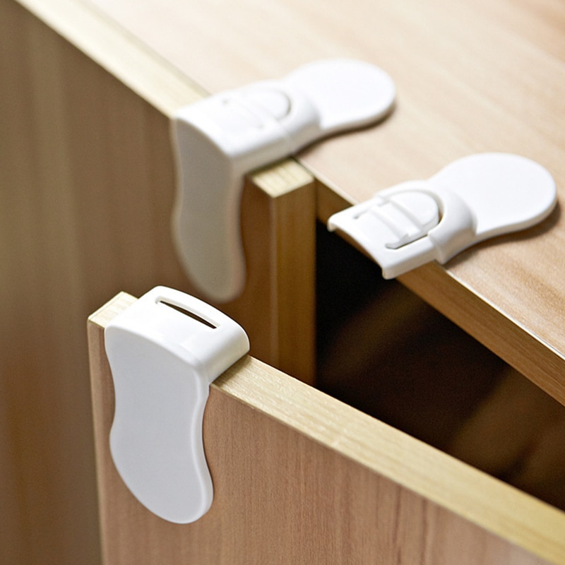 Baby Safety Drawer Lock Anti-Pinching Hand Cabinet Drawer Locks Plastic White Safety Buckle for Children Kids Protection