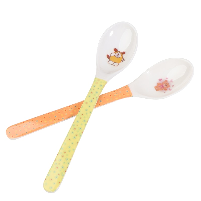 Cartoon Pattern Plastic Soup Spoon Baby Kids Solid Feeding Cutlery