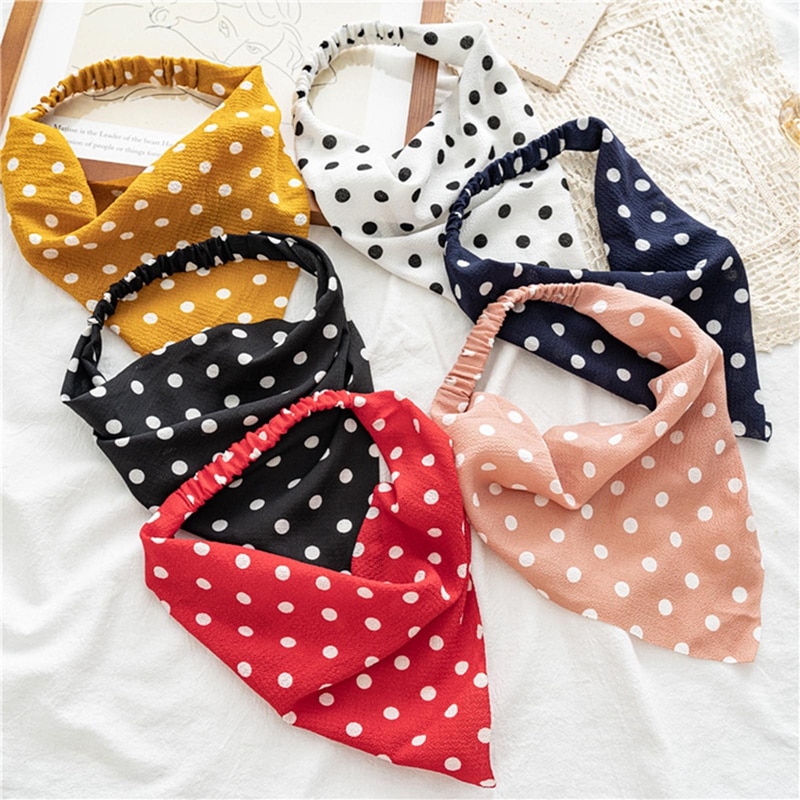 Floral Print Triangle Hair Scarf Headband Cute Turban Headwrap Head Scarf Elastic Hair Band Hairbands Women Hair Accessories