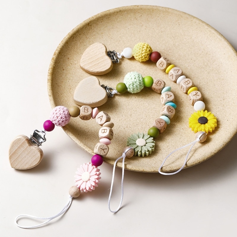 Anti-Drop Teether Clip Nipple Chain Teething Beads Pacifier Clip Baby Soother Clips Dummy Chain Infants Shower Gift