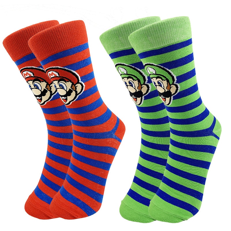 Kawaii Cute Men Striped Cartoon Socks Ladies Female Colorful Korean Style Cat Face Funny Animal Cotton Socks