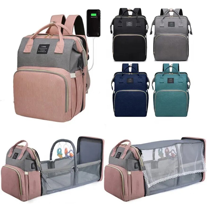 New Mommy Bag Shoulder Bag Baby Bed Backpack Large Capacity Carrying Milk Bag Mother and Baby Bagfree Toys