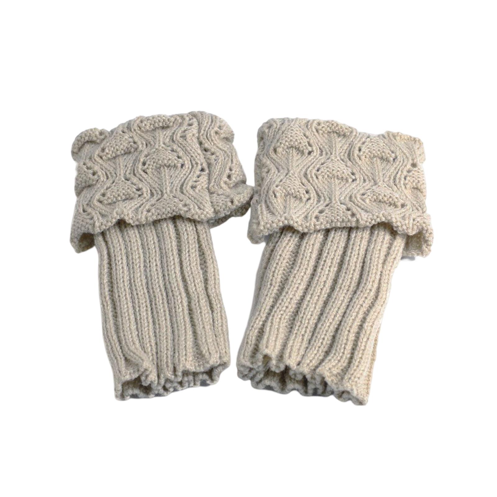 4 Pairs Womens Boot Cuffs Winter Boot Socks Topper Acrylic Fibers Short Fashion Leg Warmers, 11.5cmx17cm