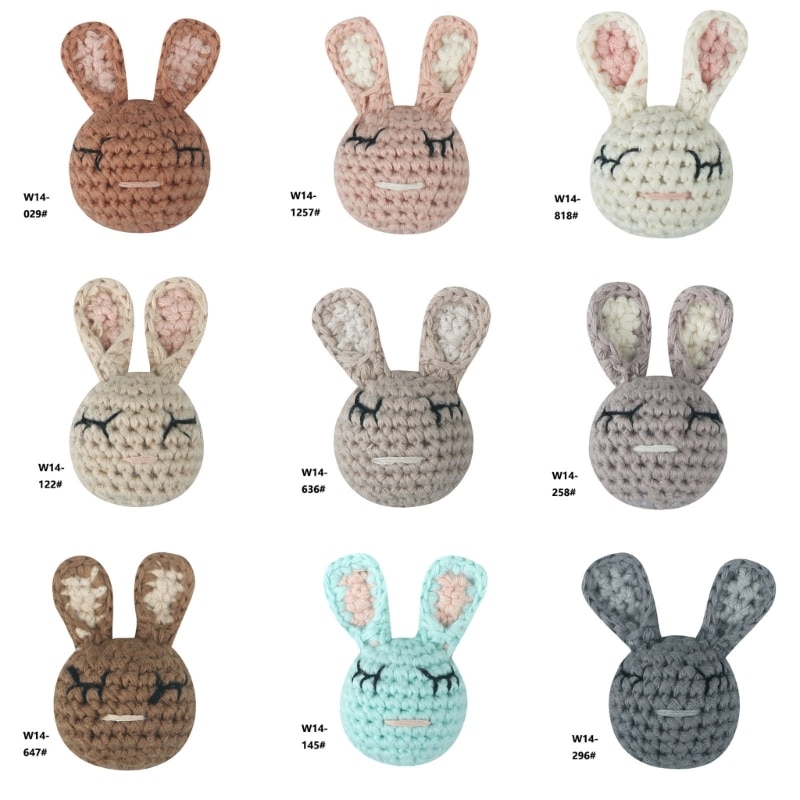 1Pc Baby Pacifier Clip DIY Accessories Crochet Bunny Knitted Bead Infant Teething Toy Rattle Teether Toy Newborn Shower Gift