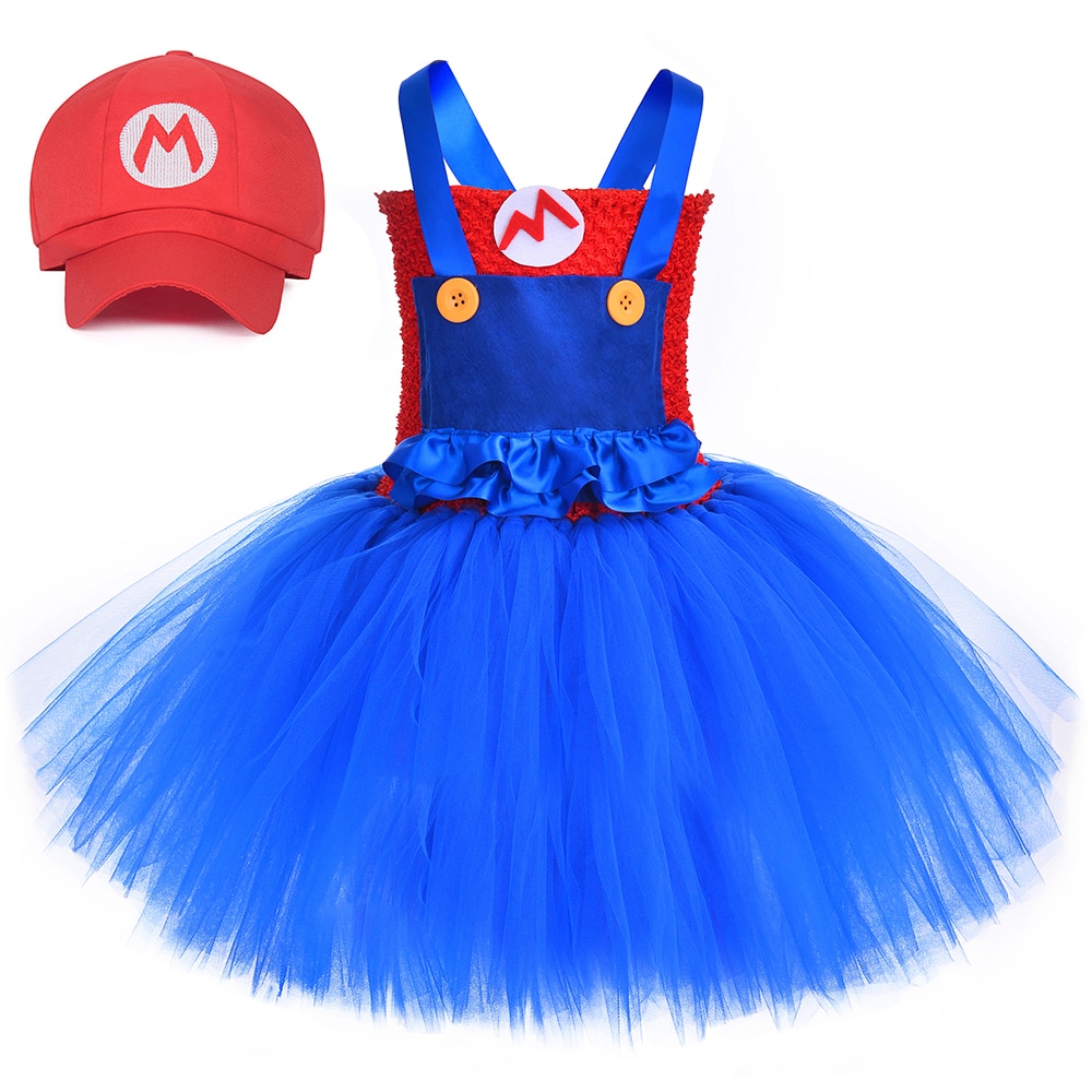Anime Super Bros Costume for Kids Halloween Party Dresses Luigi Brothers Cosplay Clothes Girls Fancy Tutu Dress Children Vestido