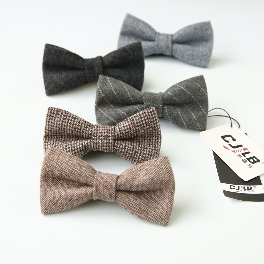 Single layer wool bow tie Lani bow party wedding groom best man new stripe solid color bow tie for men