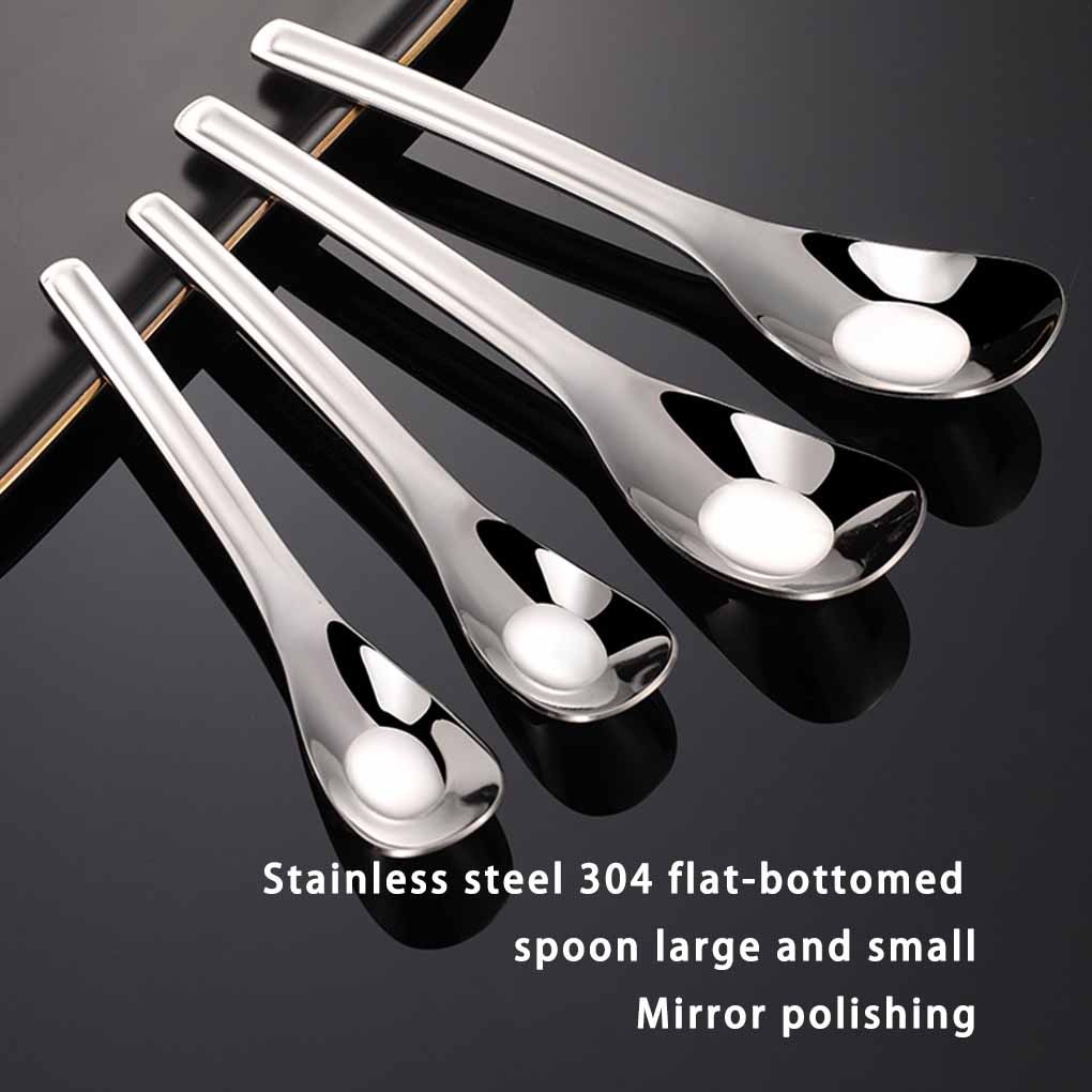 Flat Spoon Stainless Steel Polishing Durable Spoons Tableware Flatware Kitchen Dinning Utensils Accessories Household
