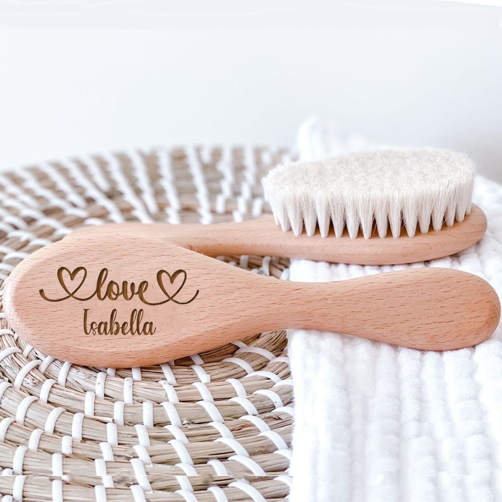 Personalized Baby Hairbrushes Custom Name Wooden Newborn Hair Brush Infant Comb Brush Birth/Baptism/Birthday Baby Shower Gifts