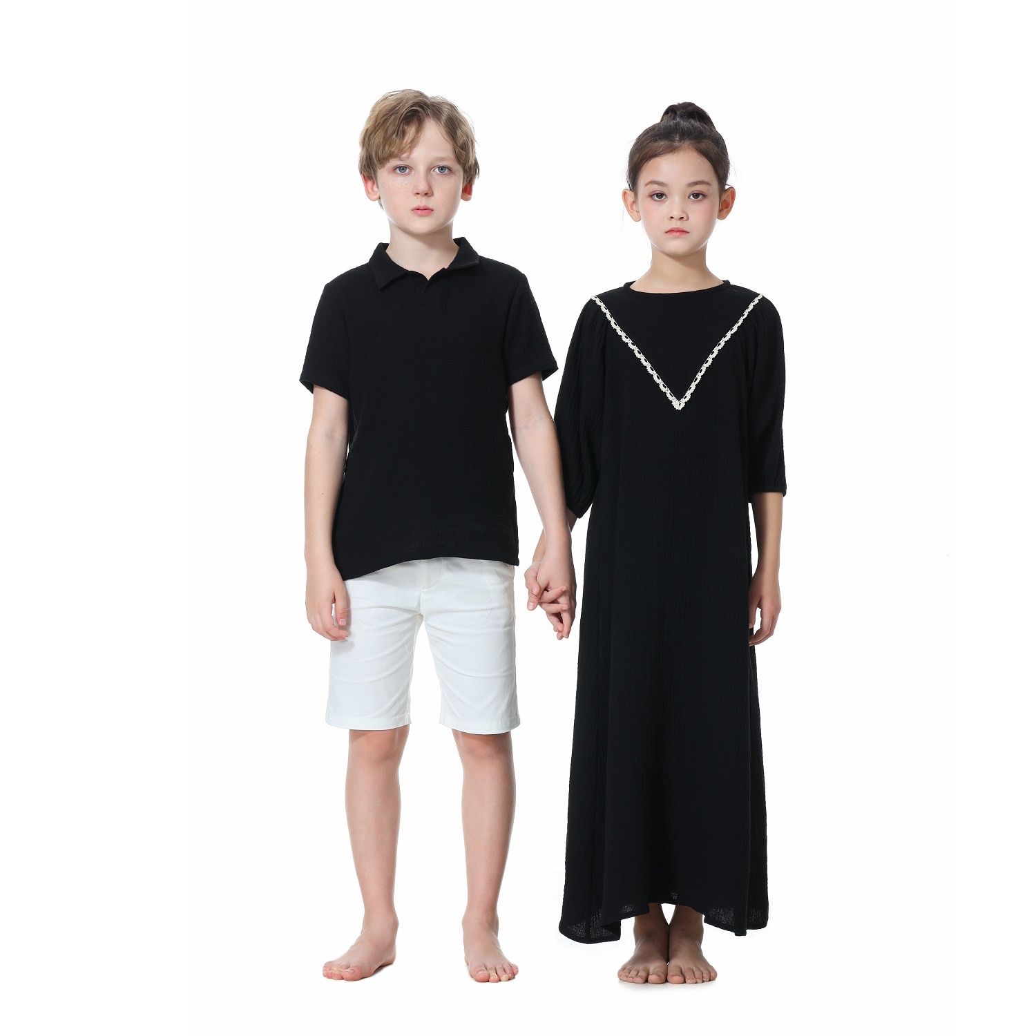 AP Dress Shorts and Muslin Shirt 2023 Summer Kids Cotton Family Matching Series Boy Top and Pants Micro Elastic Fabric, #7303